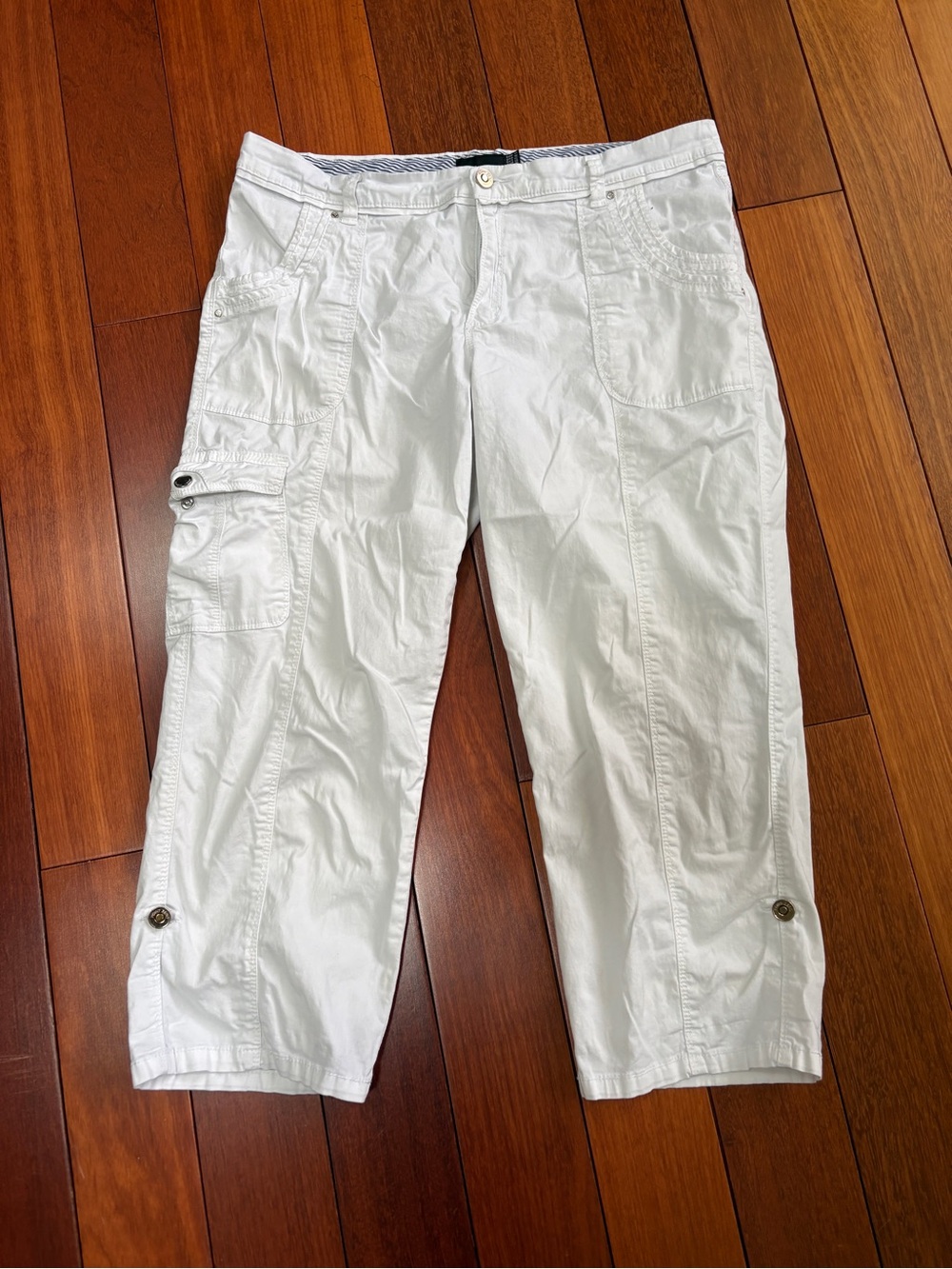 Point Zero White Cargo Capri Pants